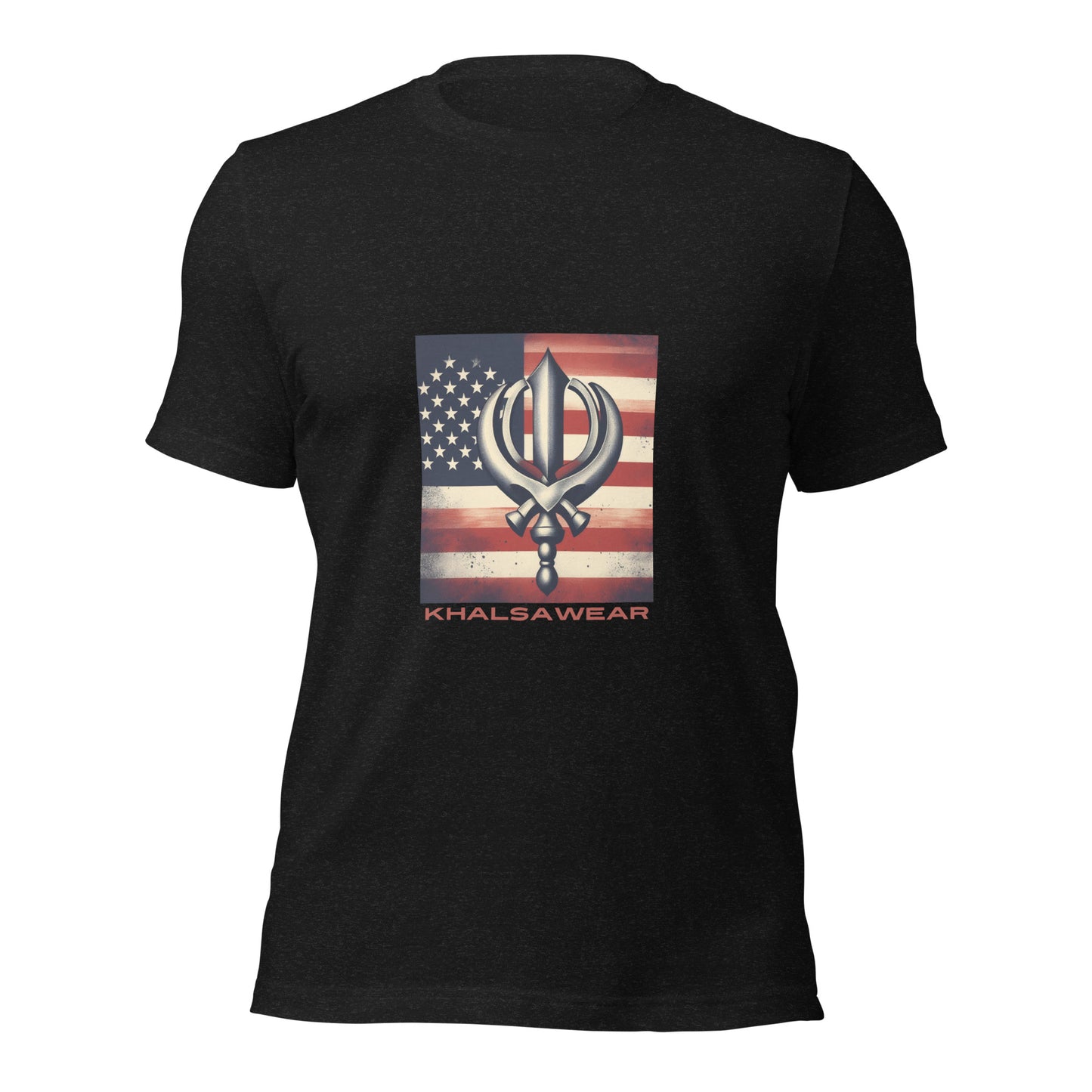 Khanda and American Flag (Unisex t-shirt)